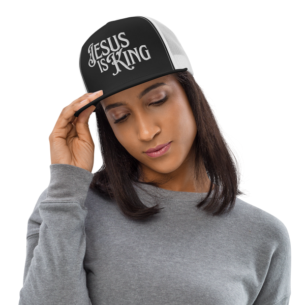 Jesus Is King Classic Trucker Hat (Embroidered Flat Bill)