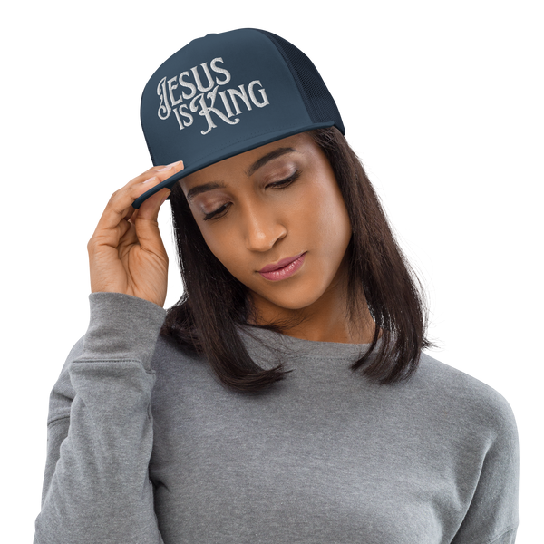 Jesus Is King Classic Trucker Hat (Embroidered Flat Bill)