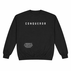 Black Conqueror Christian sweatshirt Champion crewneck