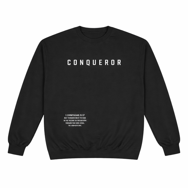Black Conqueror Christian sweatshirt Champion crewneck