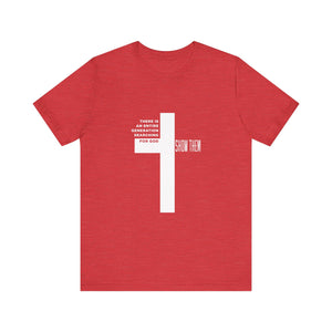 Red Christian t-shirt with cross graphic front view