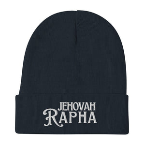 Navy Jehovah Rapha God My Healer embroidered beanie
