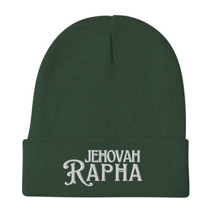 Green Jehovah Rapha God My Healer embroidered beanie