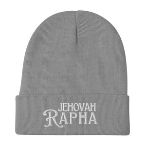 Gray Jehovah Rapha God My Healer embroidered beanie