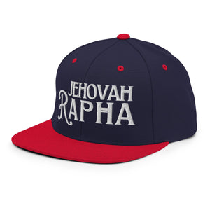 Navy Jehovah Rapha God My Healer flat bill trucker hat