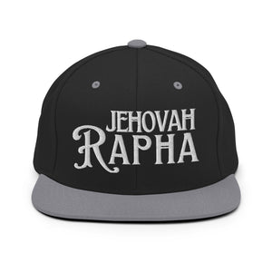 Black and Gray Jehovah Rapha God My Healer flat bill trucker hat