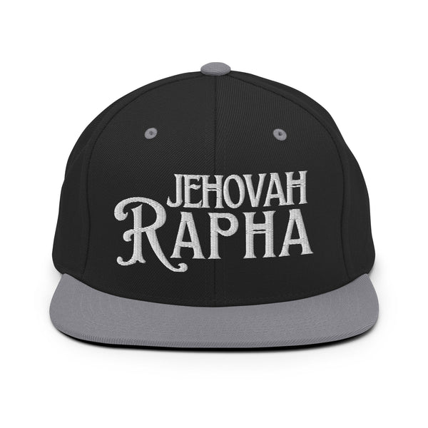 Black and Gray Jehovah Rapha God My Healer flat bill trucker hat