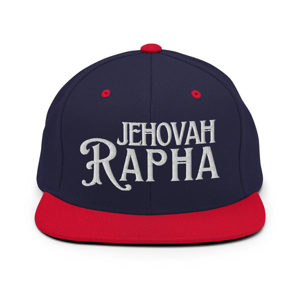 Navy and red Jehovah Rapha God My Healer flat bill trucker hat