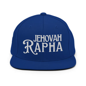 Blue Jehovah Rapha God My Healer flat bill trucker hat