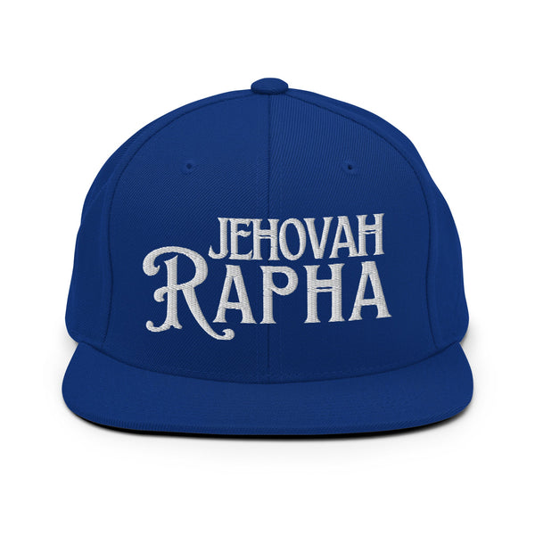 Blue Jehovah Rapha God My Healer flat bill trucker hat