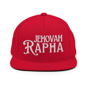 Red Jehovah Rapha God My Healer flat bill trucker hat