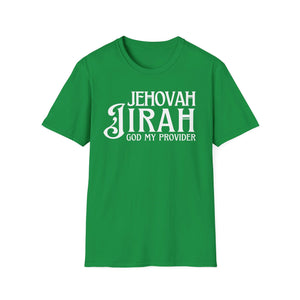Green Jehovah Jireh God My Provider Christian t shirt front view