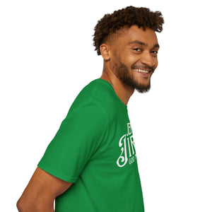Green Jehovah Jireh God My Provider t shirt side angle on male model