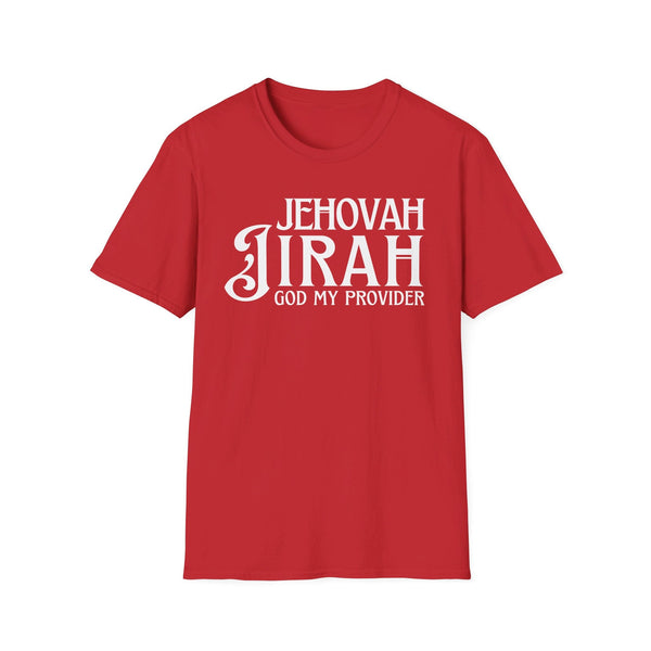Red Jehovah Jireh God My Provider Christian t shirt front view