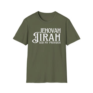 Army green Jehovah Jireh (God My Provider) Christian t-shirt front view