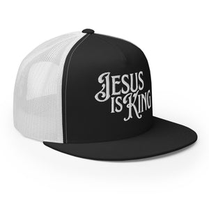 Black and white Jesus Is King classic trucker hat