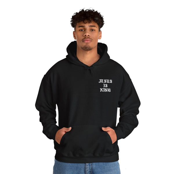 Man wearing Jesus Is King hoodie casual fit