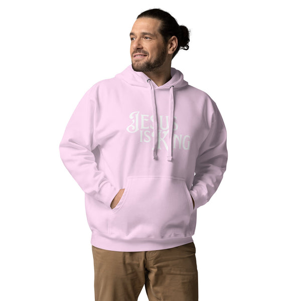 Light pink Jesus Is King Christian hoodie