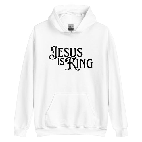 White Jesus Is King Christian hoodie laid flat