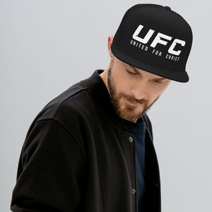 Man wearing black UFC United for Christ trucker cap