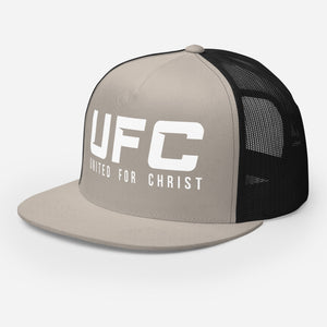 UFC United for Christ flat bill trucker cap front view